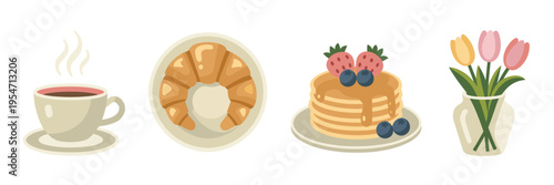 Wedding ceremony icons with champagne and bouquet – Suitable for anniversary cards, venue promos, or romantic gift guides.