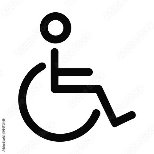 Universal Wheelchair Accessibility Icon – Disabled Person Mobility Symbol Line Vector