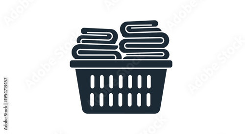 Vector illustration of a laundry basket filled with neatly folded clothes, representing household chores and cleanliness.