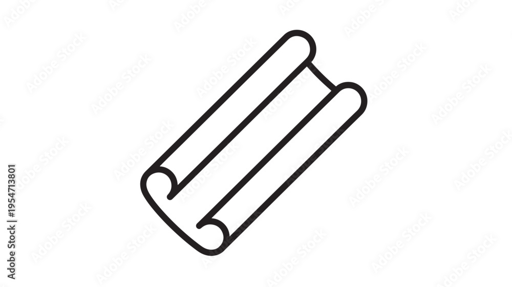 Obraz premium Scroll simple icon with rolled edges and three parallel lines, representing documents or plans for creative projects.