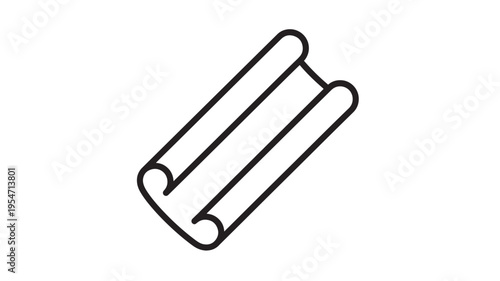 Scroll simple icon with rolled edges and three parallel lines, representing documents or plans for creative projects.