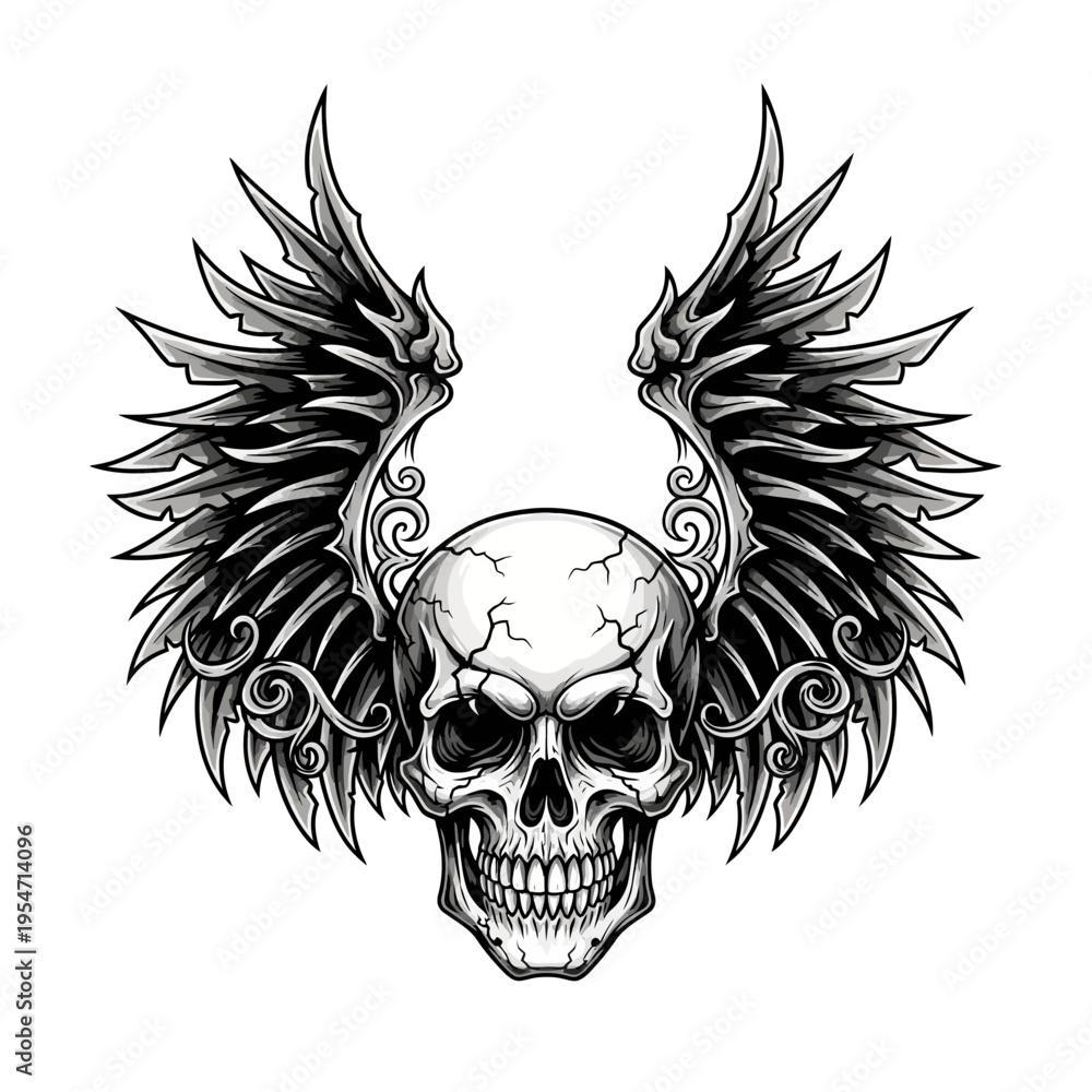 Obraz premium Winged Skull Illustration