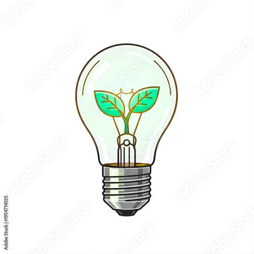 Lightbulb With Growing Plant Inside Concept for Green Energy and Innovation