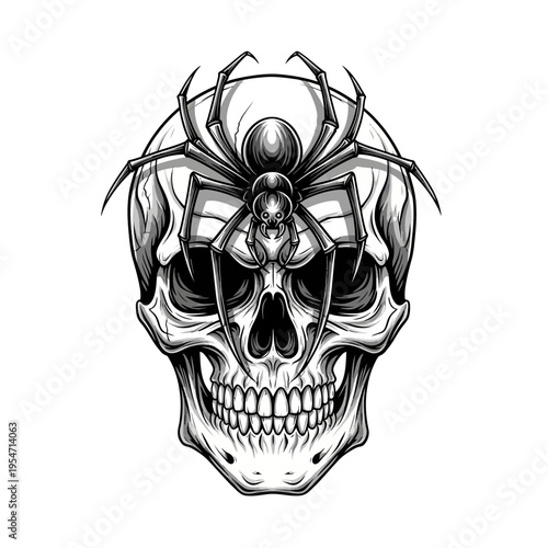 Spider on Skull Illustration