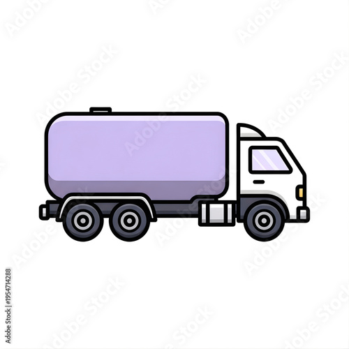 Purple Tanker Truck Icon on White Background