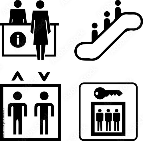 Public Navigation and Building Facility Service Vector Icons Set