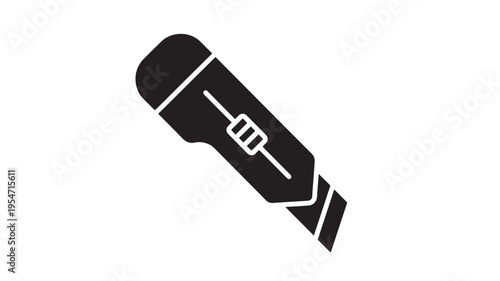 Cutter knife icon with a sharp blade and a retractable mechanism for cutting materials safely and precisely.