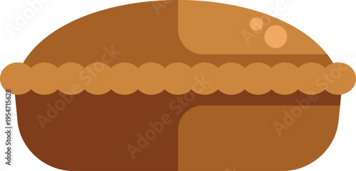 Baked pie representing dessert, food, and pastry icon in a simple flat style