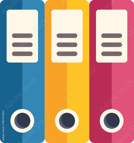 Colorful ring binders presenting organized document storage for business