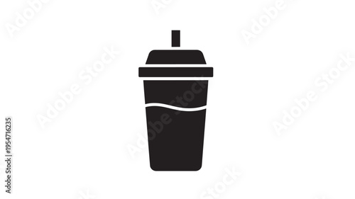 Cup with straw and beverage icon with liquid inside, symbolizing cold drinks or takeaways and refreshing beverages.