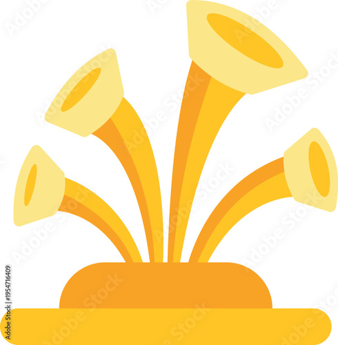 Yellow marine coral plant growing underwater, simple flat design