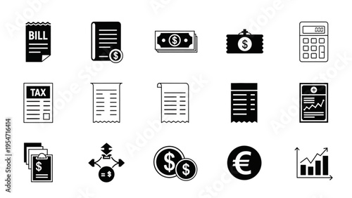 Vector icon sheet of business finance symbols and money icons