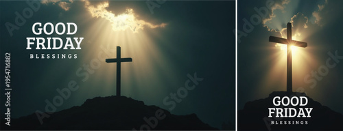 Elegant Good friday with cross background, Good friday holy week background for banner and social meida template	