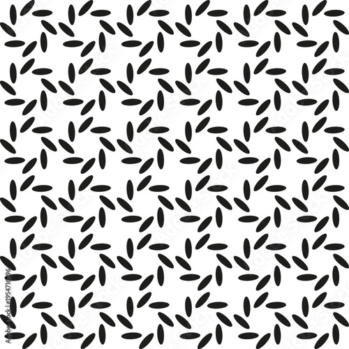Seamless geometric pattern of black ovals arranged in a circle on a white background