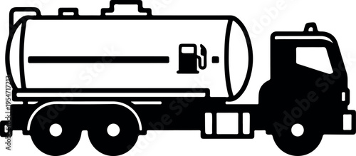 Black and white tanker truck vector illustration for transportation and fuel delivery industry