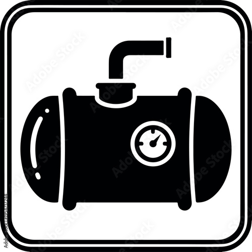 Flat design oil barrel icon with fuel nozzle symbol for energy and automotive industry