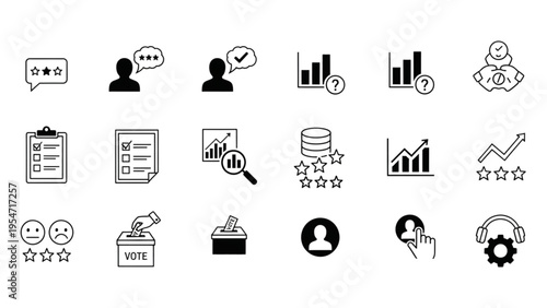 Vector icon sheet displays various business and social icons