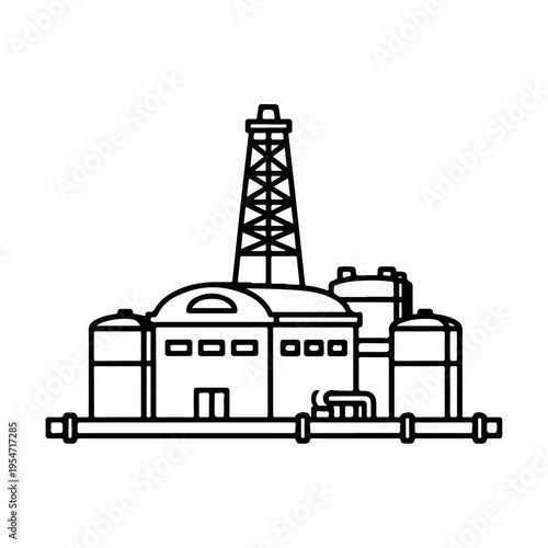 industrial oil drilling rig vector illustration on white background for energy sector