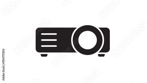 Projector icon with sleek black finish and rounded edges, perfect for digital presentations and home theater.
