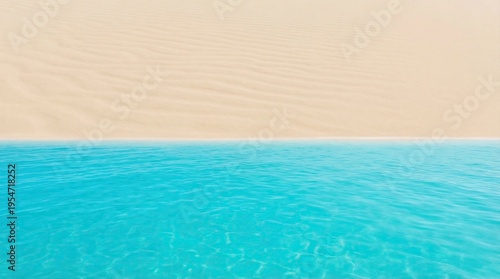 Minimalist Tropical Beach Background with Sand Dunes and Turquoise Water