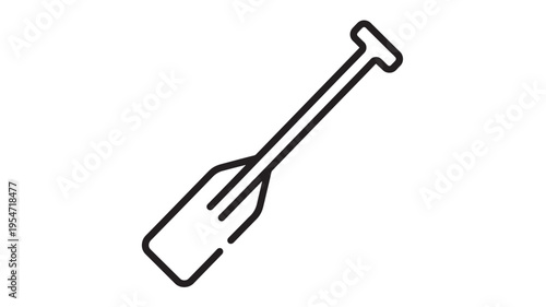 Paddle icon with black outline for kayaking and water sports, representing nautical adventure and aquatic travel.