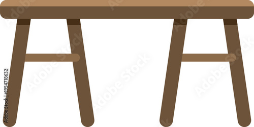 Wooden bench forming a simple seating furniture object for parks or gardens