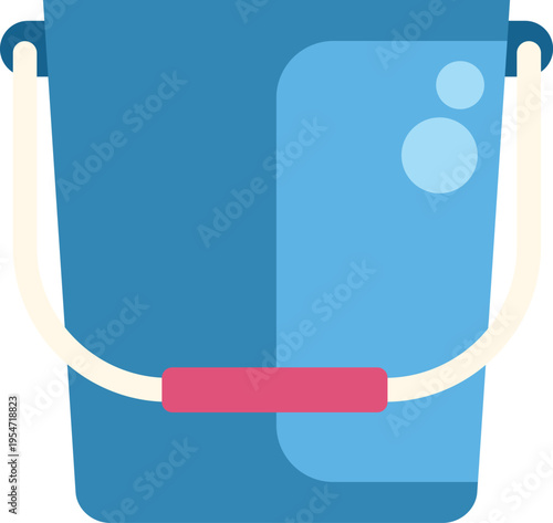 Blue plastic bucket ready for household cleaning or gardening with water
