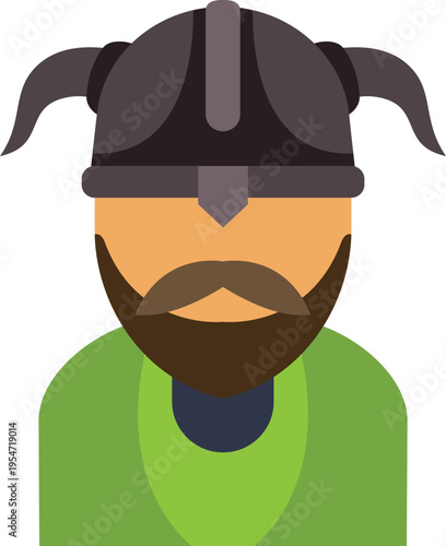 Viking warrior man wearing horned helmet illustration