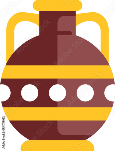 Ancient amphora vase with handles and decorative bands, vector illustration on white