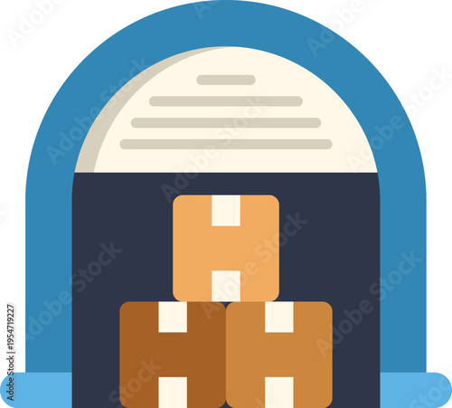 Warehouse building showing stacked cartons representing logistics and distribution