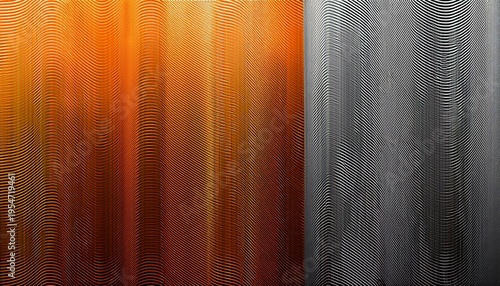 Abstract Horizontal Digital Background With Layered Lines And Halftone Texture With Orange And Grey Gradient