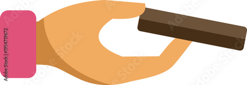 Hand holding chocolate bar flat illustration icon