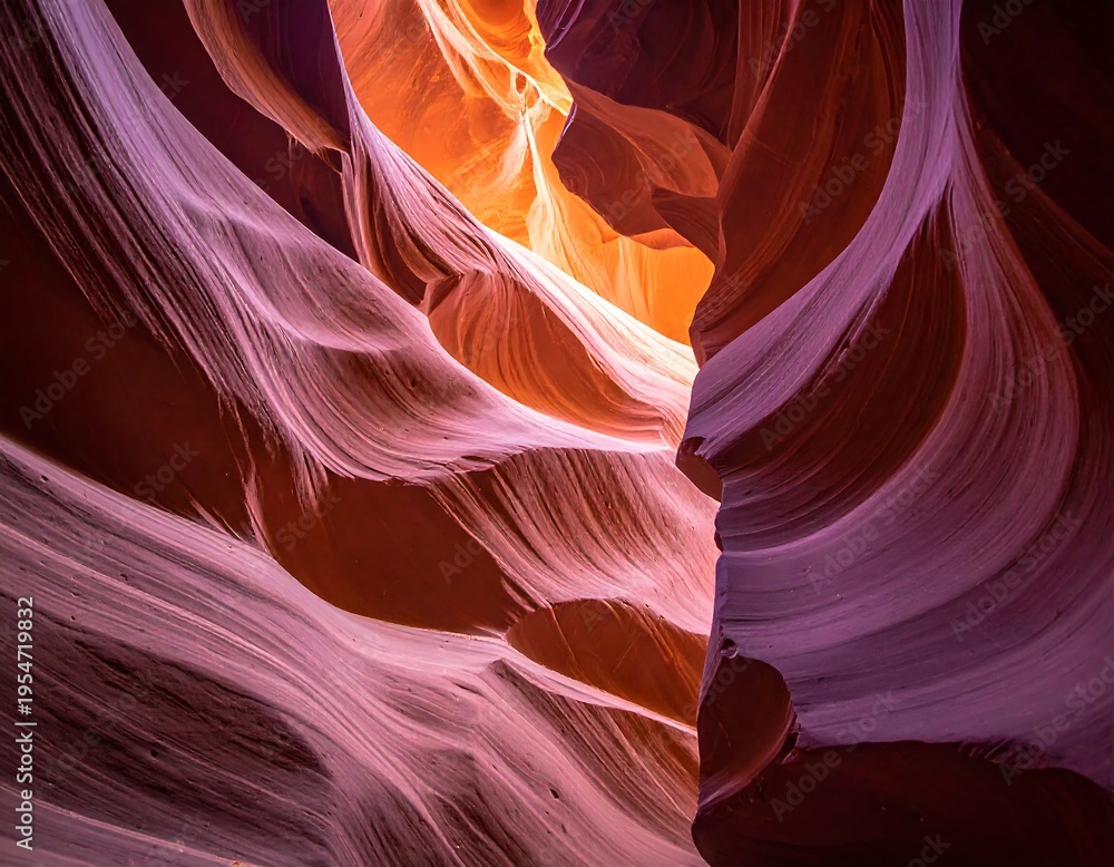 Obraz premium Swirling, naturally sculpted rock formations, illuminated by sunlight