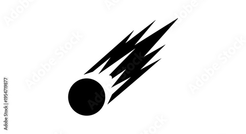 Black comet icon graphic symbol 1.