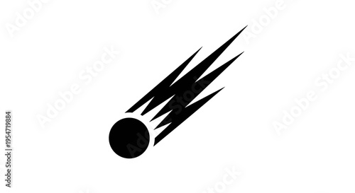 Black comet icon graphic symbol.