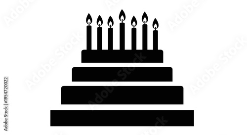 Black silhouette birthday cake icon.