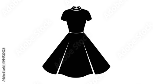 Black Short Sleeve Dress Silhouette.