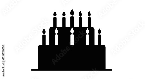 Black silhouette birthday cake candles.