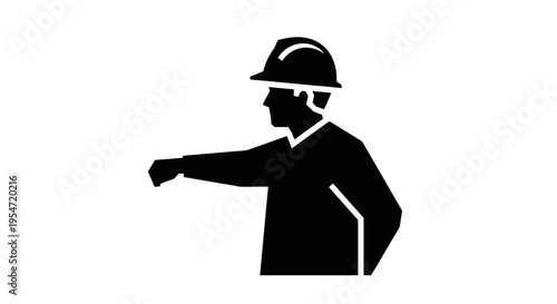 Construction Worker Silhouette Icon.