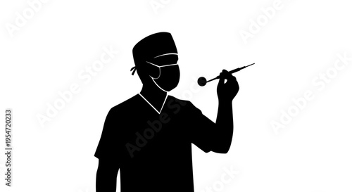 Doctor holding medical instrument.