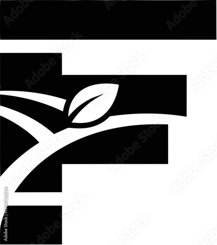 Simple F Logo for Modern Agriculture Monochrome Black White, Readable, Timeless Design