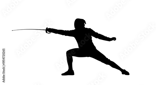 Fencer in Action Silhouette 1.