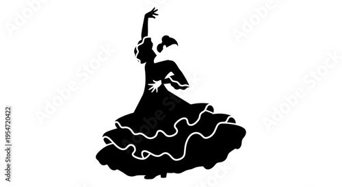Woman in Flamenco Dance Silhouette.