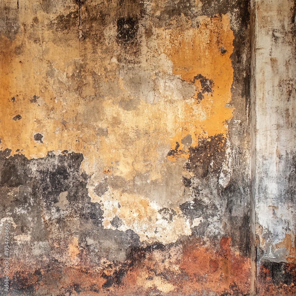 Fototapeta premium Detailed Wall Texture Featuring Cracked Plaster and Dirty Patina for Industrial Aesthetic Use
