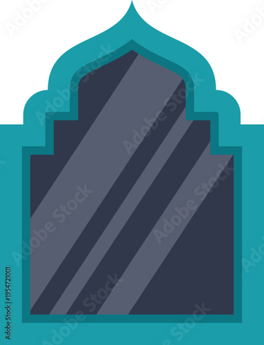 Islamic arch window in traditional turquoise color for design elements