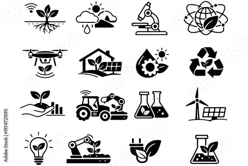 Eco Innovation Icons Agriculture, Data and Technology