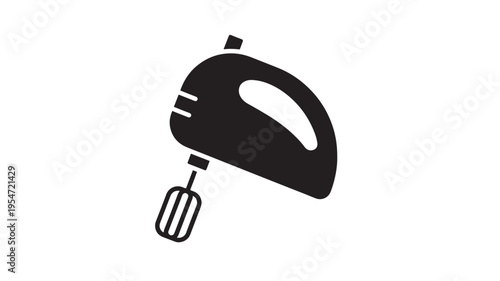 Mixer handheld appliance icon with a single beater attachment for whipping cream and other ingredients for cooking and baking.