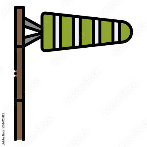 Windsock Icon Indicating Wind Direction and Speed