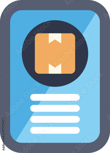 Smartphone displaying a mobile application for e commerce, tracking a package for delivery