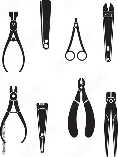 Assortment of cosmetic and beauty nail tools vector illustration